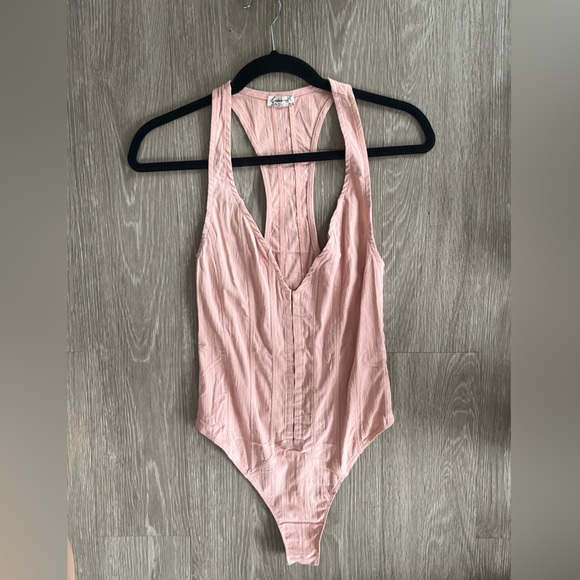 NWOT Free People FP Intimately Pale Pinky-Peach Racerback Bodysuit Size Small - Picture 2 of 10